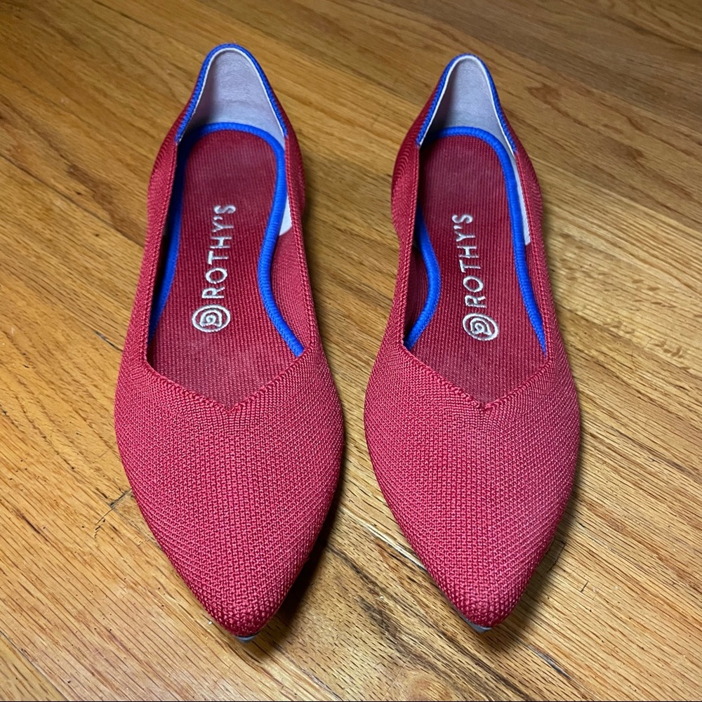 Rothy’s Red Chili Pointed Flats, Size 9